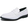 Kanggrei Mocassino da Uomo Bicolore Slip on Vestito Patchwork Scarpe Formali in Pelle PU Indossa Scarpe Classiche Oxford da Lavoro Casual(Color:Bianca,Size:40 EU)
