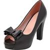 Lroey Reoly Décolleté con Tacco Largo da Donna, Pompe al Tallone Alto Peep Toe Senza Chiusura Vestito Pumps con Plateau Bowknot Semplici Nejkjb Nero Numero 37 EU