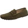 Jamron Uomo Pelle Scamosciata Penny Mocassini | Fodera in Pelle Traspirante, Tacco Piatto, Scarpe da Guida, Slip-On, Taglie Plus, Casual & Elegante