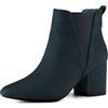 Allegra K Stivaletti Chelsea da donna a punta con tacco a blocco, Blu scuro, 38 EU