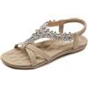 ZDQ Sandali Donna Estive Eleganti Bassi Comodi Basse Casual Bohémien Scarpe Beige 40
