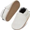 IceUnicorn Pantofole per Neonato, Pantofole in Pelle Morbida per Bambino, Pantofole in Pelle Morbida per Neonato, Pantofole per Primi Passi per Bambino, bianco, 12-18 mois