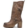 IF FASHION Stivaletti Tronchetti Da Donna Con Tacco Grosso Plateau Borchie Pelle Sintetica G673 khaki N.37