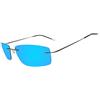 RONSOU Occhiali da Sole Polarizzati Moda Ultra Leggeri da Uomo in Titanio per Guida All'aperto Telaino Grigia Lente Blu (Rispecchiato)