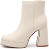 IF Fahion Scarpe Da Donna Tronchetti Stivali Stivaletti Zip Zeppa Platform XG106 Beige N.37