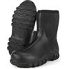 Avizon Stivali in neoprene impermeabili da uomo semi-gomma stivali con suola antiscivolo per agricoltura caccia e uso esterno nero/mimetico, Nero , 43 EU