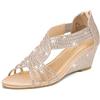 PIZZ ANNU Sandali Donna Estive Con Zeppa Strass Scarpe Eleganti Comodi Sandalo Estivo Ballo Sposa