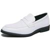 Kanggrei Mocassino da Uomo Bicolore Slip on Vestito Patchwork Scarpe Formali in Pelle PU Indossa Scarpe Classiche Oxford da Lavoro Casual(Color:Bianca,Size:46 EU)