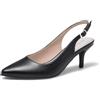 Greatonu Slingback Donna Scarpe Eleganti Decollete con Tacco Medio a Gattino e Punta, Nero Pu EU 36