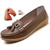 ZPLMIDE Mocassini ortopedici da donna in pelle traspirante, vestibilità larga, mocassini classici, con zeppa, casual, senza lacci, scarpe da trekking (38EU, kaki)