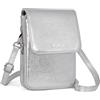 befen Borse a tracolla in vera pelle per borsa da donna con blocco RFID, Argento, 5'' x 7.48'' x 2.17''