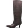 IF Stivali alti donna eleganti A punta affusolata tacco Kitten Heels sottile medio comodi chic moda classica A9813 Marrone N.39