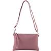 modamoda de - T186 - Pochette italiana in pelle con tracolla media, Colore:Rosa Antico