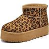 IF Stivali Stivaletti Mammut Da Donna Alla Caviglia Con Pelo Pelliccia Platform Zeppa Camoscio Sintetico P309 leopardato N.41