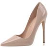 Zhabtuc Scarpe con Tacco a Spillo Donna, Sexy Scarpe Décolleté 12cm Tacchi Alti Classici a Punta Pelle Verniciata Beige Taglia 39 EU (9 US)