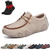 SYT-MD Mocassini Barefoot, Mocassini Slip-on in Pelle Traspirante da Uomo, Scarpe da Guida Leggere e Antiscivolo(Khaki,48 EU)