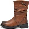 IF Stivali Stivaletti Anfibi Biker Motociclista Arricciati Caviglia Con fibia Da Donna G680 Camel N.39