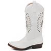 IF Fashion Cowboy Western Scarpe da Donna Stivali Stivaletti A Punta Camperos Texani Etnici 19004-6 bianco N.36