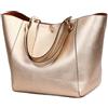 Generic Lussuose eleganti borse in pelle con fibbia in metallo maniglia superiore spaziosa tote per lo shopping quotidiano pendolarismo, Oro rosa, 29*26*30cm