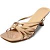 MISSCAI Sandali Donna Eleganti con Tacco Estive Sandali Cerimonia Donna Punta Quadrata Mules Donna con Cinturini Sottili Effetto Vernice Tacco 7,5 cm Scarpe Estate per Matrimonio Festa Sera Nude 36