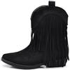 IF Texani Cowboy Western Scarpe da Donna Stivali Stivaletti Frange Camperos Etnici ML523 Nero N.37