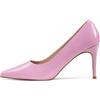 Zhabtuc Décolleté Stiletto in Pelle Verniciata, Punta Chiusa, Tacco 8 cm per Sposa & Ballo, Rosa, 40 EU
