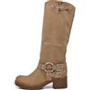 IF Fashion Scarpe Stivali da Donna Al Polpaccio Biker Motociclista Con Fibbie Anfibi Camoscio 660-5 tortora N.38