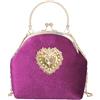 CRFASIBE Pochette Velluto Donna, Borsa da Sera Kiss Lock con Catena | Pochette Vintage con 120cm Catena Removibile, Versatile, Piccola Clutch Elegante per Balli, Matrimoni, Cerimonia, Formale