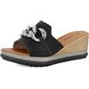 inblu Ciabatte Zeppa Donna A Fascia Con Catena, Plantare In Ecopelle Imbottito, Zeppa 6,5cm CiabattaDonna