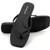 sharllen infradito da donna in pelle con punta quadrata, supporto arco, leggero, comodo, per l'estate e la spiaggia, Nero , 37.5 EU