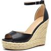 IF Scarpe Sandali Espadrillas da Donna con Platform Zeppa Corda Cinturino Fibbia X7M0096 nero N.40