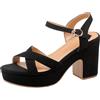Lroey Reoly Sandali da Donna, Sandali Punta Aperta con Tacco Alto Fibbia Sandali Estivo Tacco Chunky Sandali con Cinturino Alla Caviglia con Plateau, Numero 33-41
