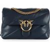 Pinko Love Big Puff, Borsa a Tracolla in Pelle Trapuntata, Blu Indaco, 28x18x11 cm