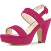 Allegra K Sandali da donna con tacco a blocchi con plateau e tacco a slingback, Rosa acceso, 40 EU