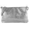 modamoda de T258 Borsa a tracolla da donna in pelle Clutch 25 x 16 x 3 cm, fatta a mano in Italia, Argento metallizzato, m