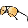 80Days Occhiali da Sole Pilota per Uomo e Donna - UV400, Stile Iconico, Dettagli in Metallo (BLK/Orange)