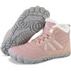 Mishansha Scarpe Invernali Barefoot Uomo Donna Stivali Neve Comode Caldo Stivaletti Inverno Antiscivolo Flessibile Scarponcini con Imbottitura Calda, Rosa 38EU