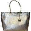 Chicca Borse Borsa a Mano Shopper Grande da Donna indossabile a Spalla in Vera Pelle (Oro)