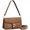 Travistar Borsa a mano da donna, piccola borsa a tracolla da donna, in pelle PU, borsa a tracolla da sera, con 2 cinghie larghe rimovibili, scomparti per carte di credito, Marrone camoscio