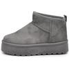 IF Stivali Stivaletti Mammut Da Donna Alla Caviglia Con Pelo Pelliccia Platform Zeppa Camoscio Sintetico R-17 Grigio N.40