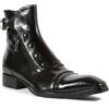 LMUIPMAA Stivaletto Slip-on da Uomo con Cerniera a Punta Stivali da Moto da Moto Fibbia Rivetto Stivaletti Brogue,Nero,42 EU