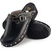 ESTRO Zoccoli in Legno Donna in Pelle Ciabatte Sanitarie Donna CDL05