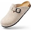 GONKOS®, Pantofole in Feltro di Lana, Soletta Anatomica in Sughero Naturale e Pelle Scamosciata, Zoccoli di Feltro, Pantofole Uomo e Donna, Confortevoli di qualità, Made in Spain, Crudo 41