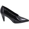Malu Shoes Decolette Donna Accollato in Pelle Vernice Lucida Anni 30 Nera Punta Tacco Rocchetto 8 cm Linea Basic (38 EU)