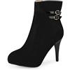 Lroey Reoly Stivaletti da Donna con Tacco a Spillo, Stivaletto Eleganti Zip Stivali Corti Tacco Alto Almond Toe con Plateau 348 Nero/Dl Numero 33 EU