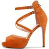 Castamere Donna Spillo Alto High Tacco Heel Aperte sulla Punta Sandali Cinturino Incrociato Two-Piece Fibbia da Matrimonio Ufficio Feste Sexy Scarpe Arancione 38 EU