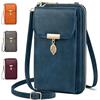 VOBUKE Borsa a Tracolla per Cellulare Donna Vera Pelle Piccola Borsa Portafoglio Grande Capacità Portadocumenti da viaggio RFID Blocco Portamonete Cellulare Borsa con 12 Slot Tracolla Rimovibile