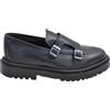 Malu Shoes Scarpe Uomo Mocassino Fibbia Doppia Blu in Vera Pelle semilucida Business Fondo Gomma zigrinata Alta 2,5 (44 EU)