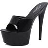 MUYEY Ciabatte T Station Shoes, 15 Cm/5.9IN Sandali con Tacco A Spillo Super Alto Pantofole con Tacco, Scarpe Ballo Passerella Donna per Scarpe Sera,Nero,39 EU