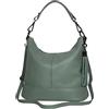 AMBRA Moda AmbraModa GLX09 - Borsa da donna in vera pelle, Verde avvocato, 28/24/13cm